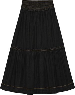 Garment Dyed Cotton Smock Maxi Skir