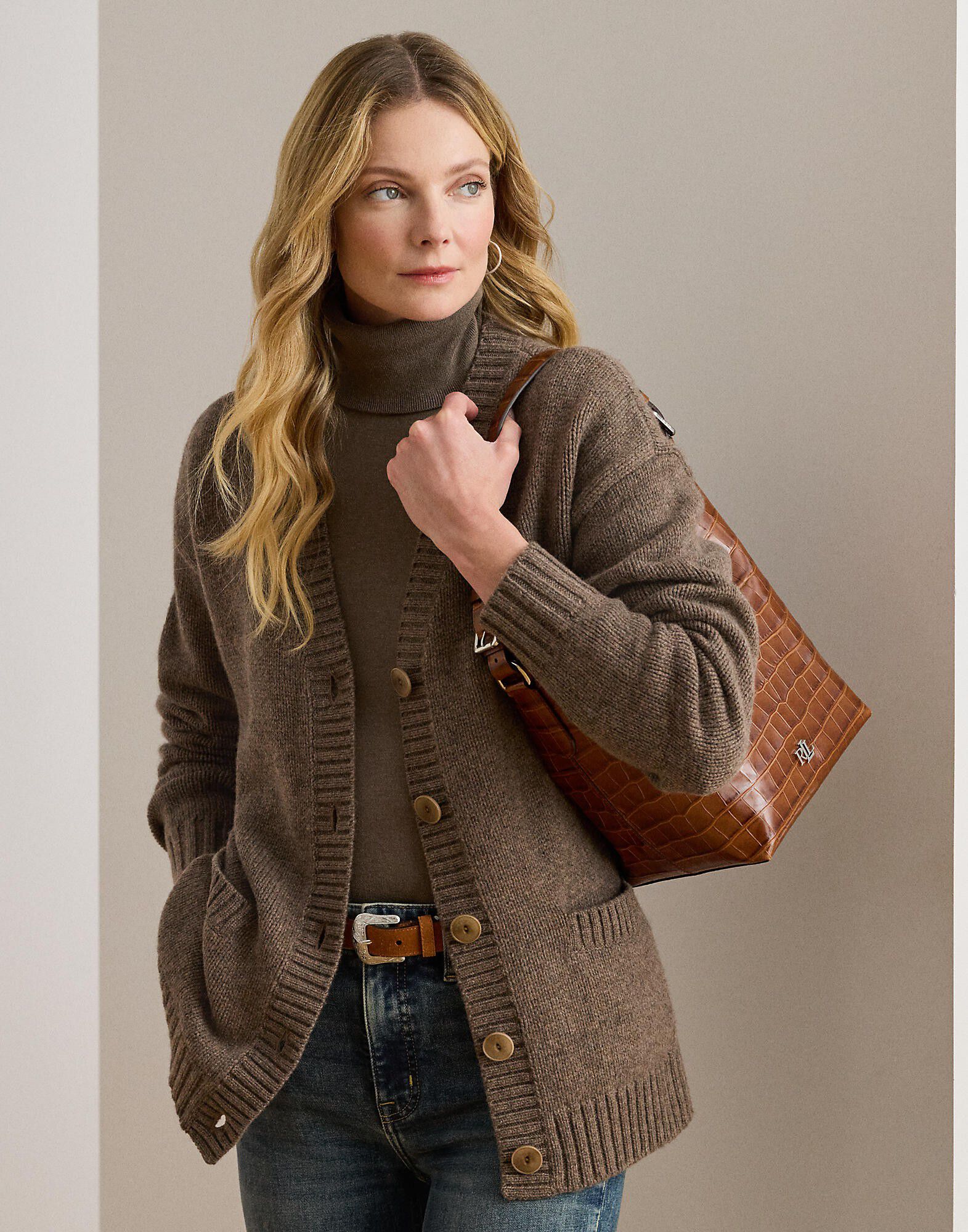 Wool-Blend V-Neck Cardigan