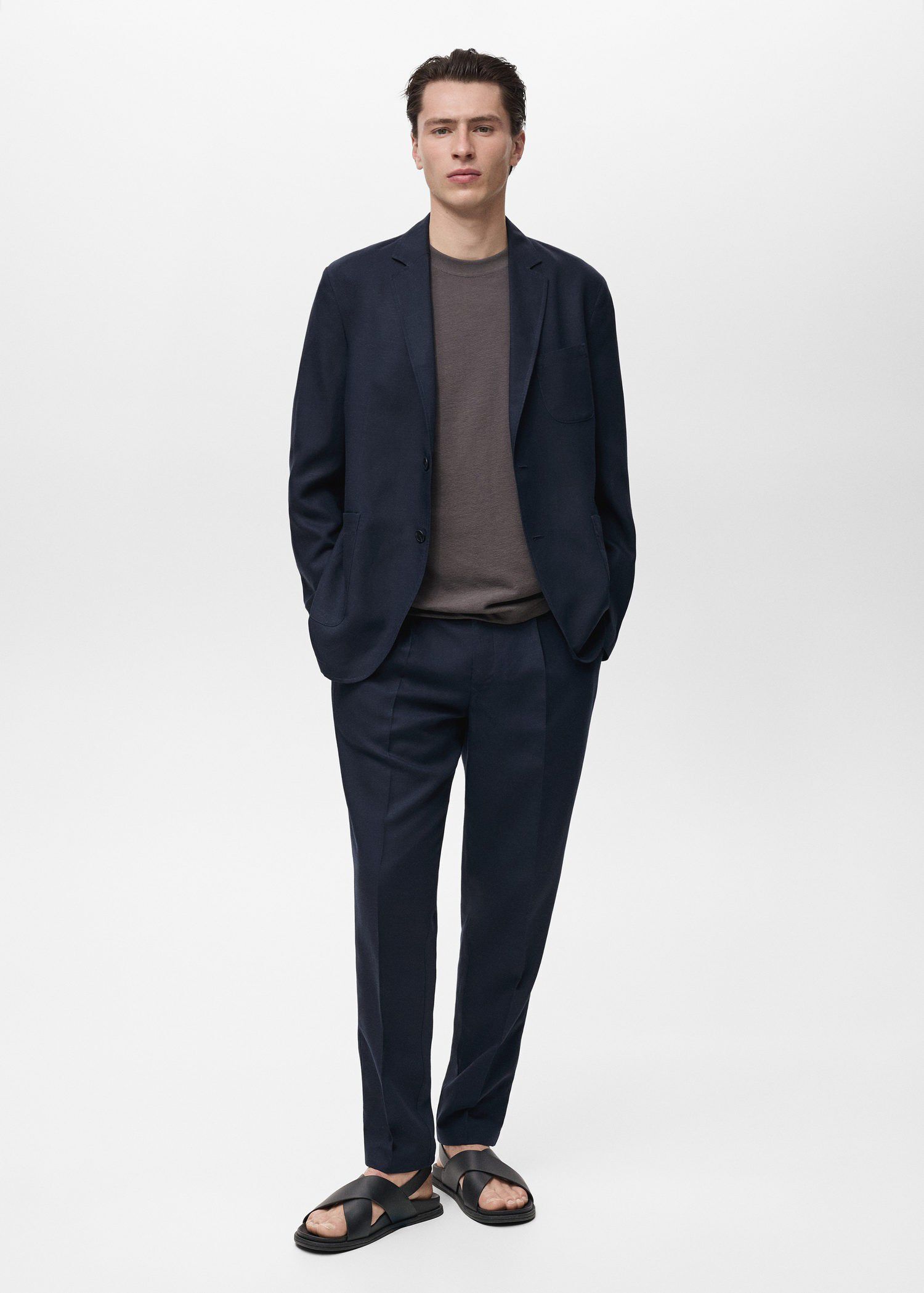 Regular-fit linen trousers