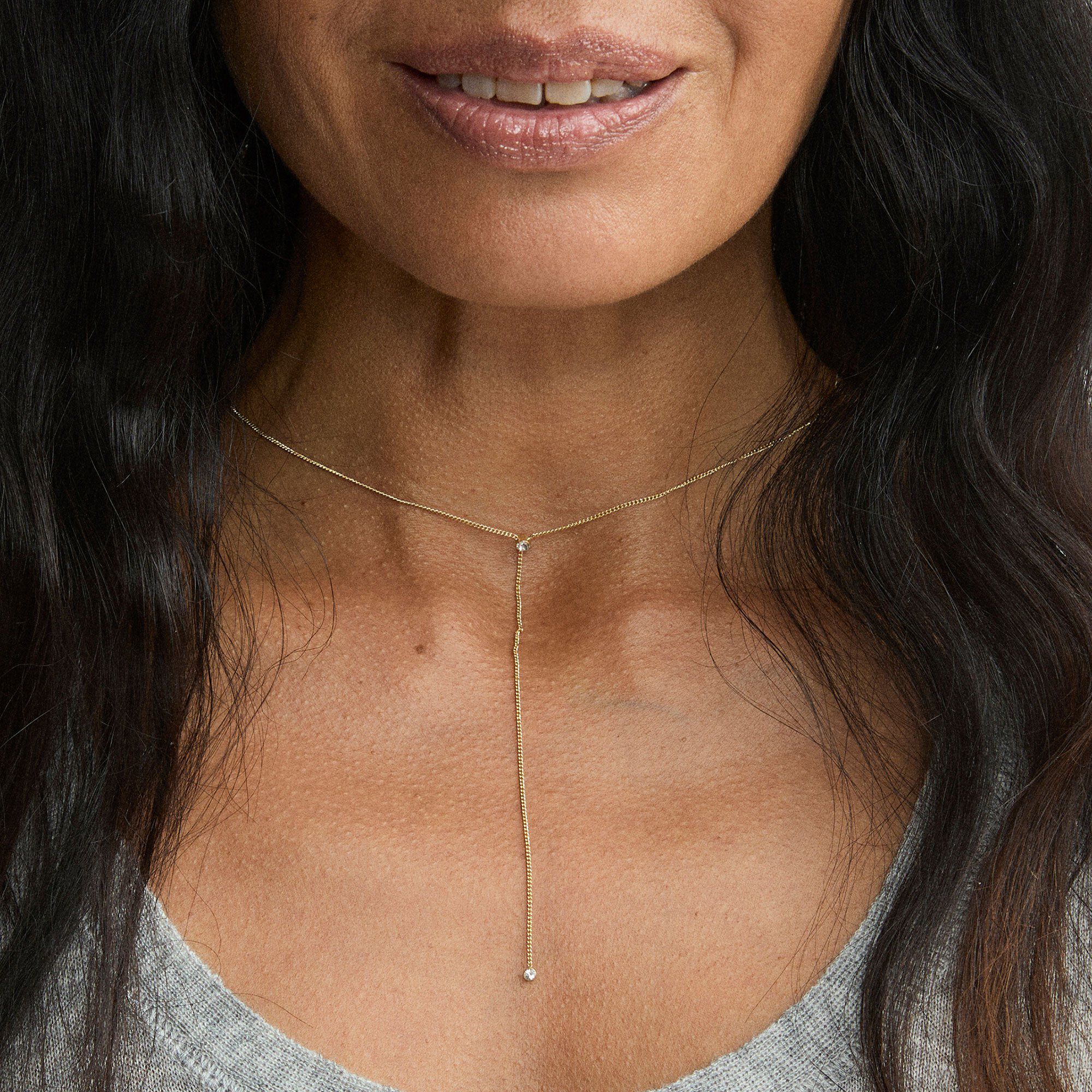 LUMI Y-necklace gold-plated