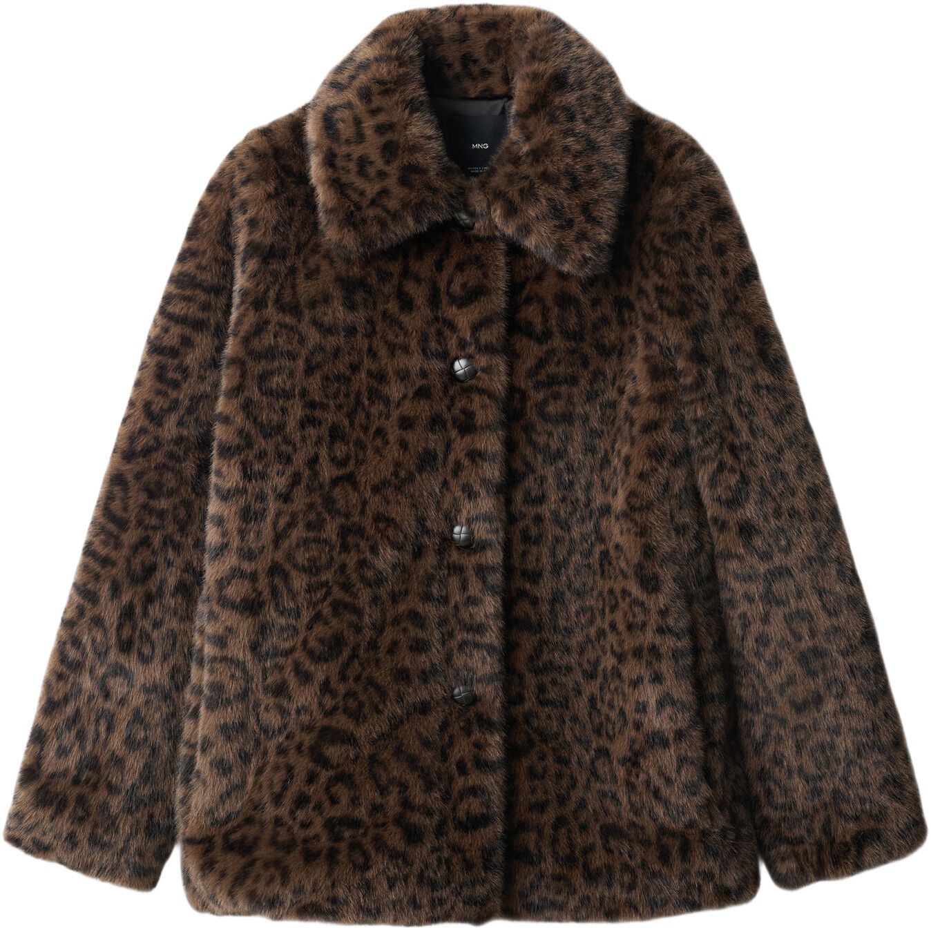 Leopard fur-effect coat