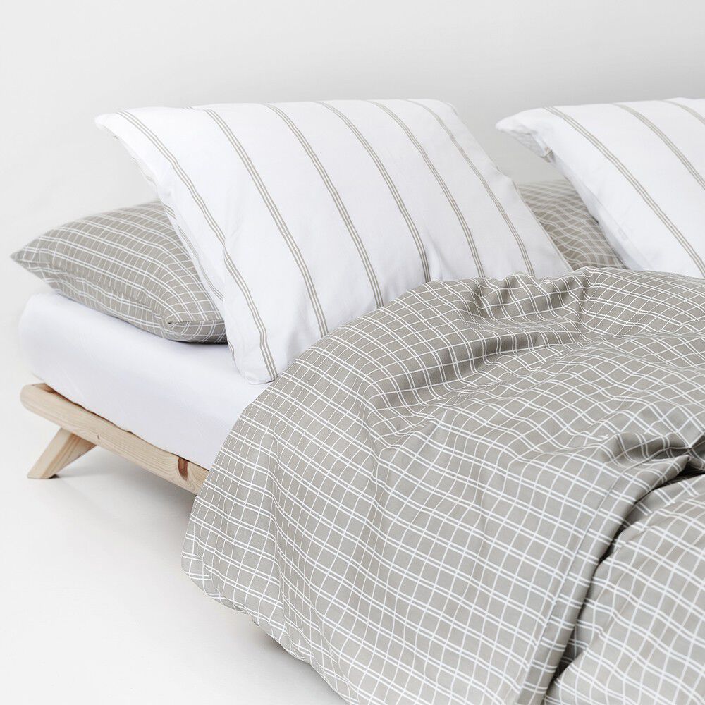 &Oslash;kologisk senges&aelig;t Snooze Check beige - GOTS