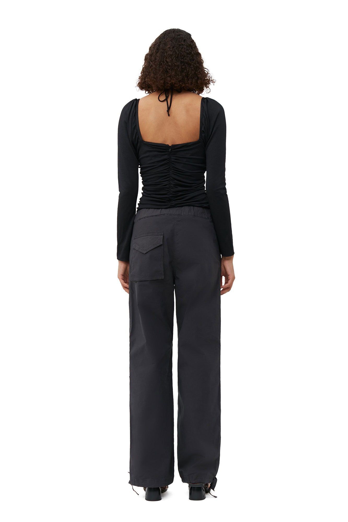 Shiny Crepe Jersey Ruched Blouse