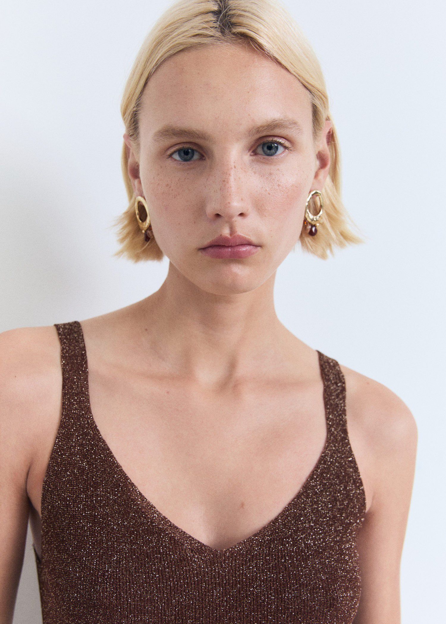 Lurex knitted V-neck top