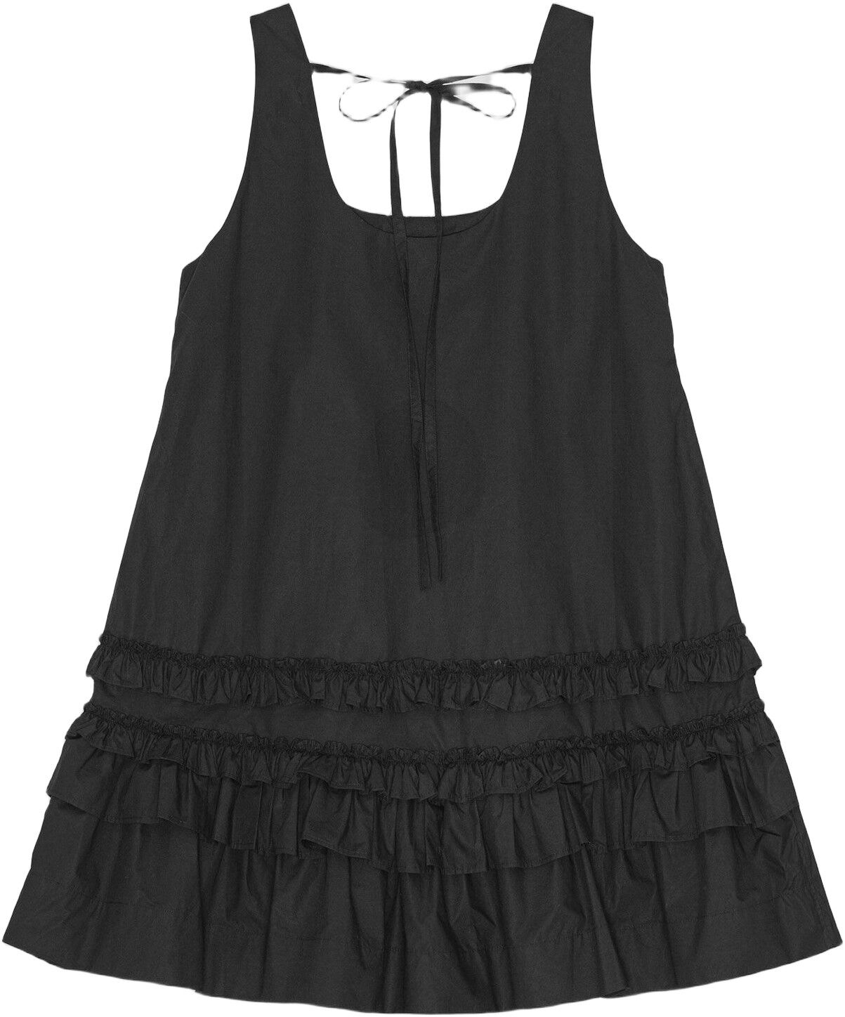 Cotton Poplin U-neck Mini Dress