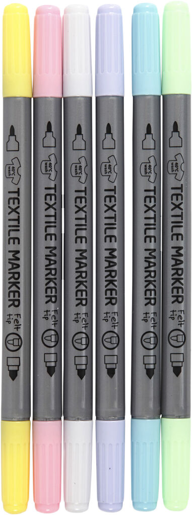 Tekstiltusch, streg 2,3+3,6 mm.