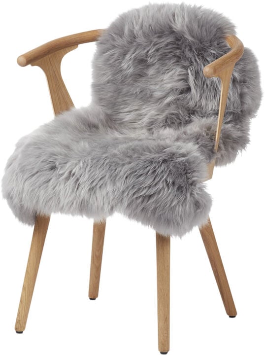 90cm-up New Zealand Sheepskin, Long Wool Light Grey 90x60