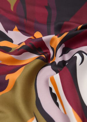 Satin lily print scarf