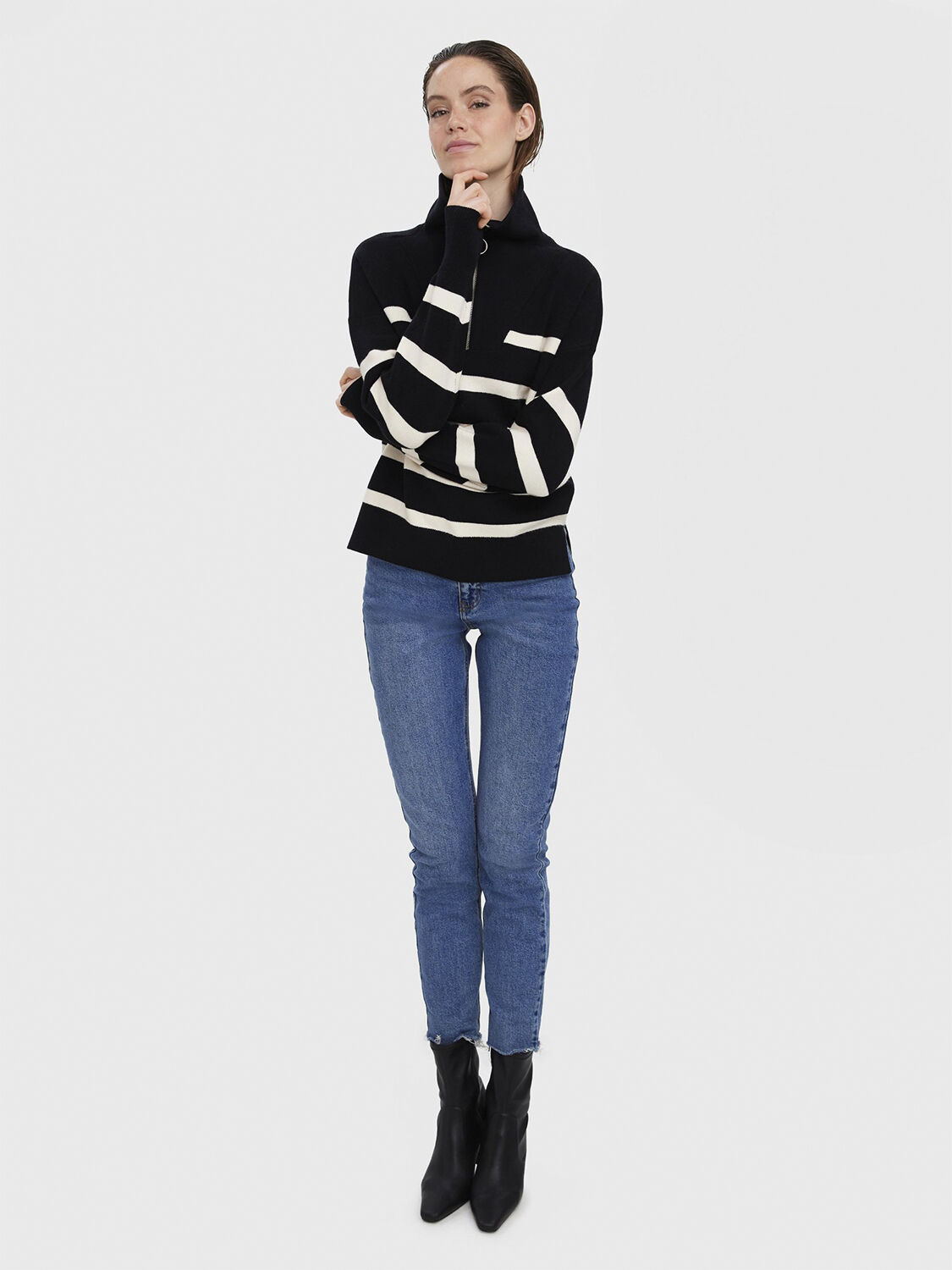 VMSABA STRIPE LS HIGHNECK BLOUSE GA