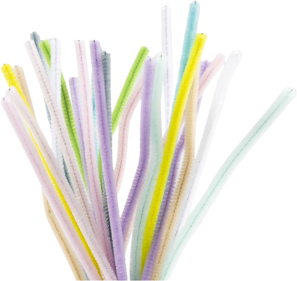 Chenille, L: 30 cm, tykkelse 6 mm, pastelfarver, 25stk.