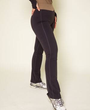 Rise h&oslash;jtaljet flared leggings med lomme - Charcoal