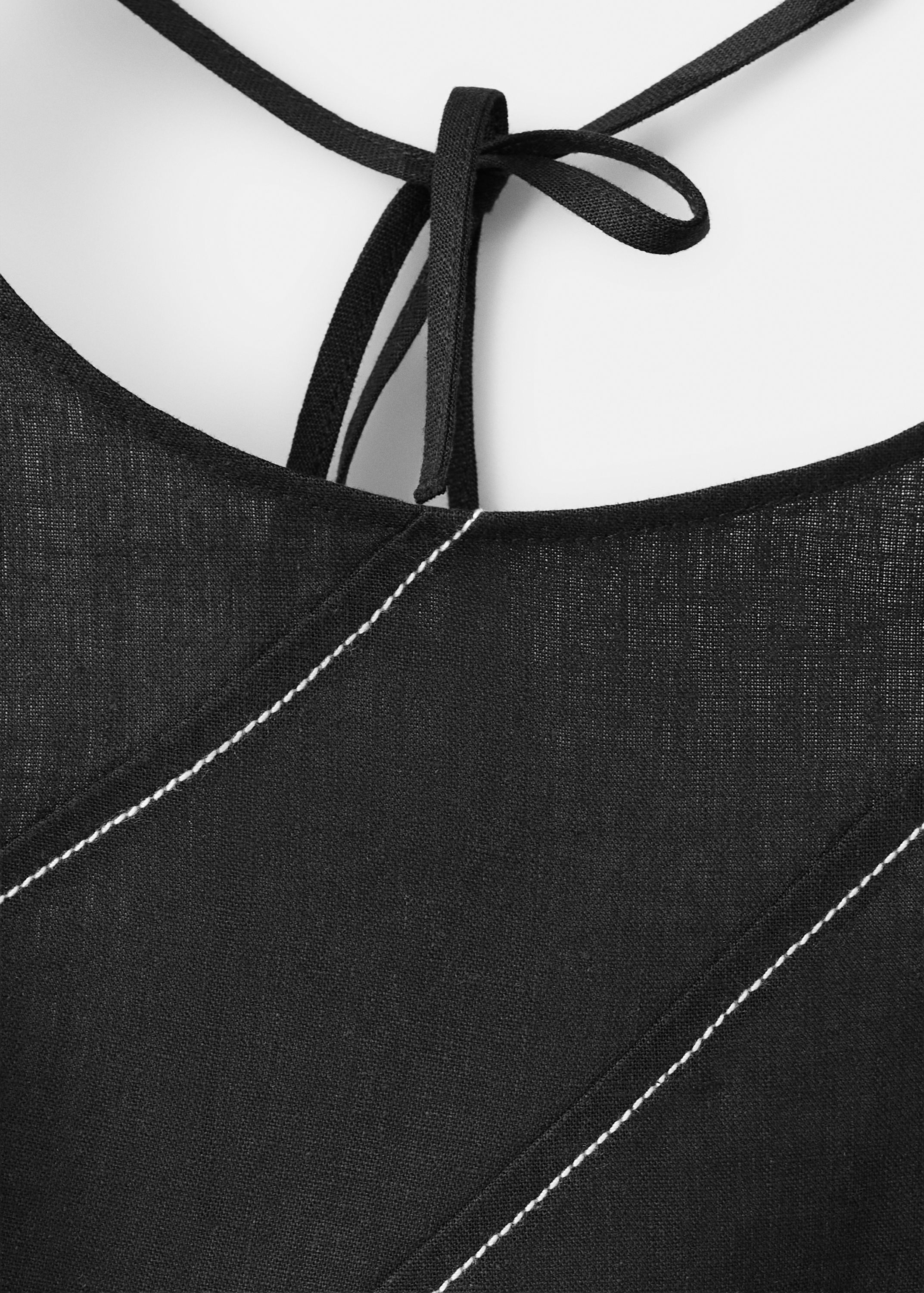 Linen dress with contrast stitching