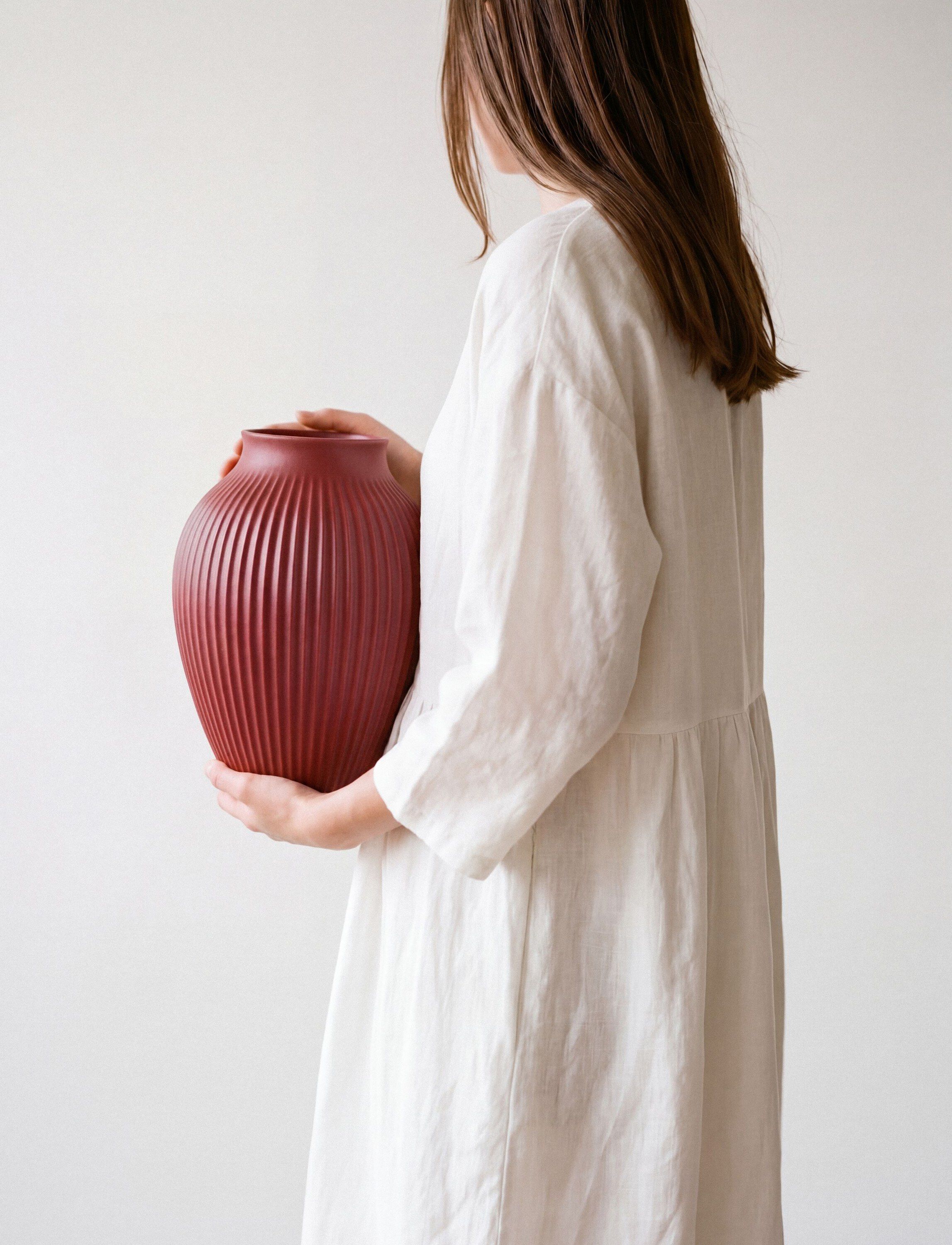 Knabstrup vas H 20 cm ripple soft cherry red