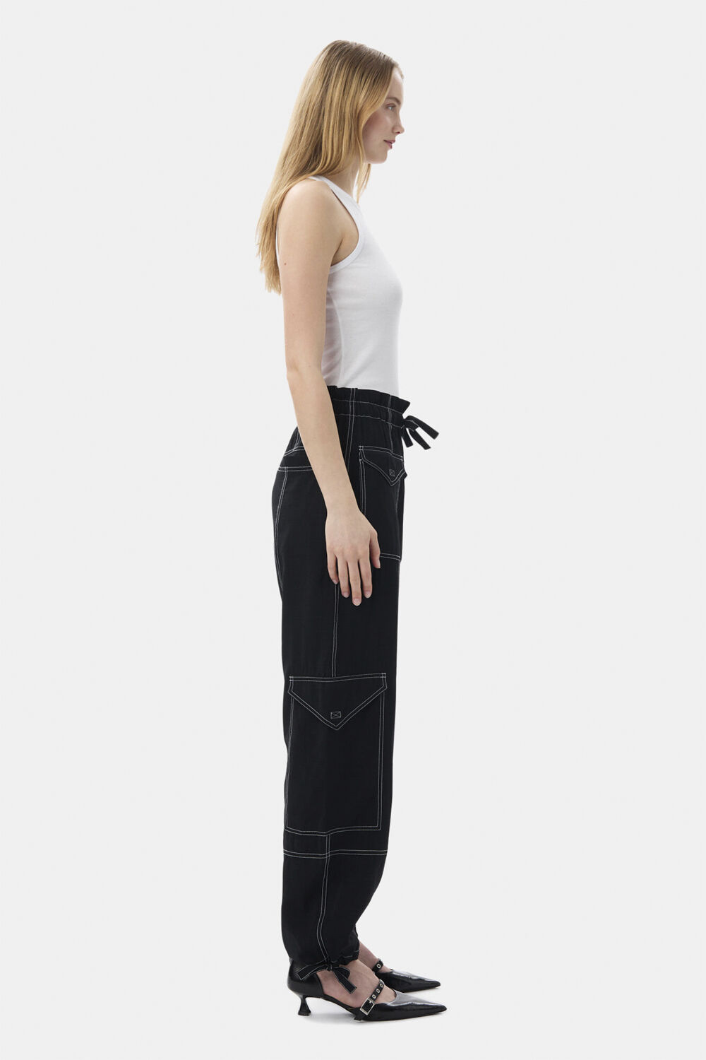 Light Slub High Waist Pocket Pants