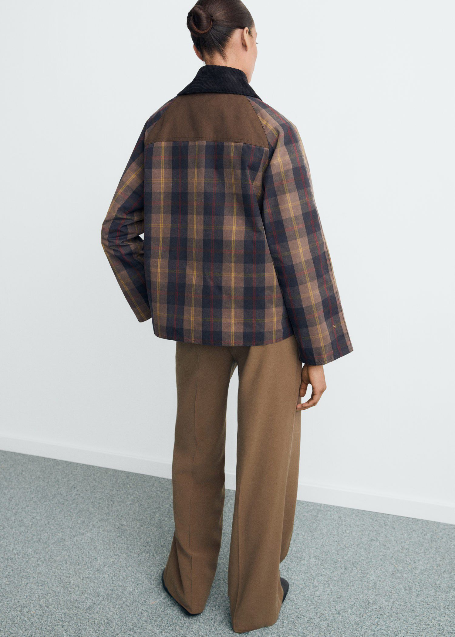 Checked parka with contrasting coll