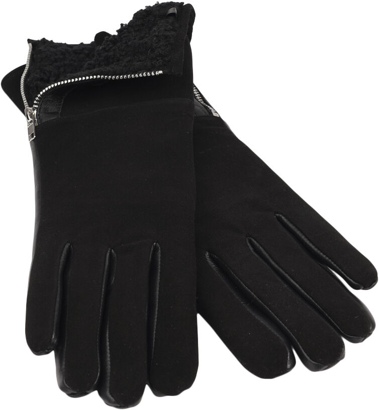 CREMONA - FEMININE ZIP LEATHER GLOVES W/ SHEARLING LINING