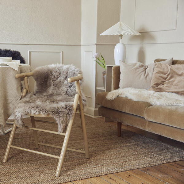 90cm-up New Zealand Sheepskin, Long Wool Taupe 90x60