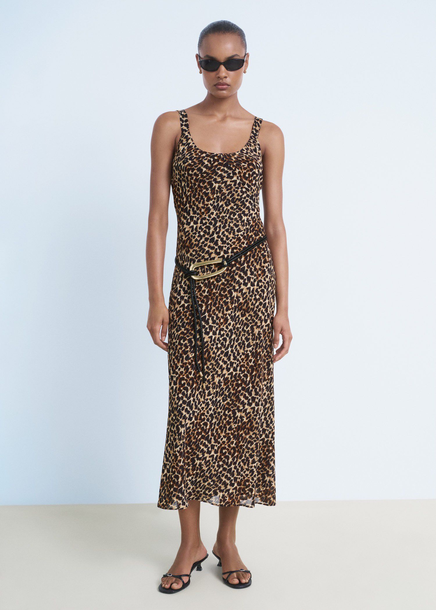 Animal-print midi-dress