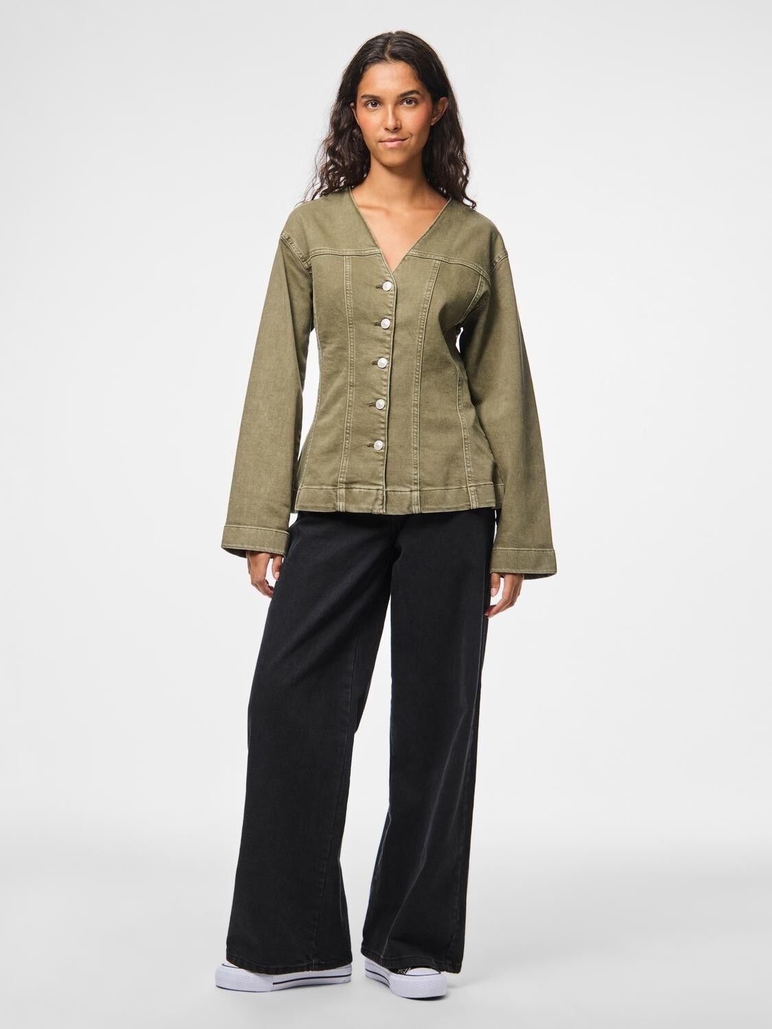 PCSILKE LS COL DENIM SHIRT