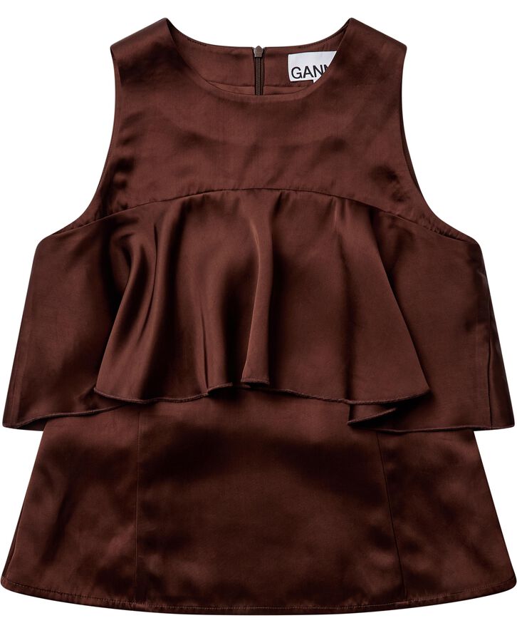 Double Viscose Satin Ruffle Top