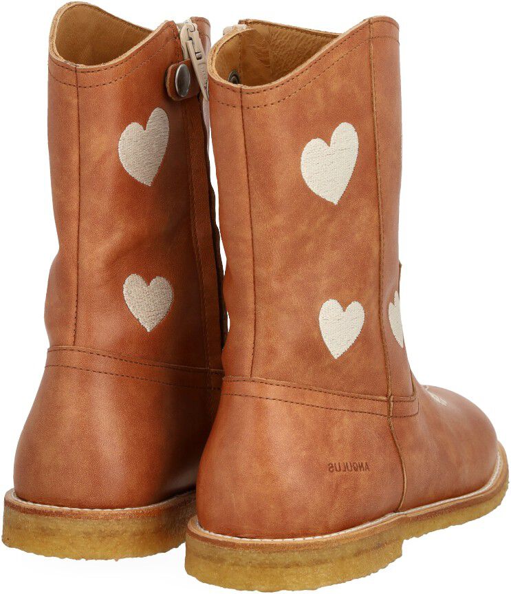 Cowboyst&oslash;vle med broderede hjerter