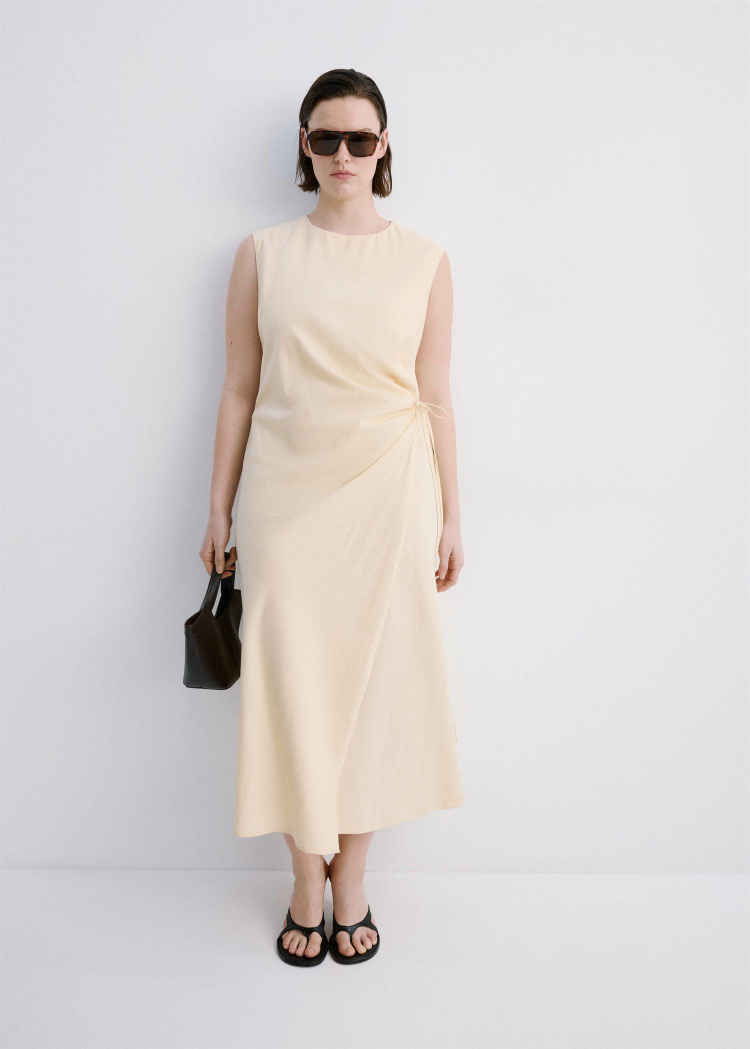 Wrap midi-dress with knot