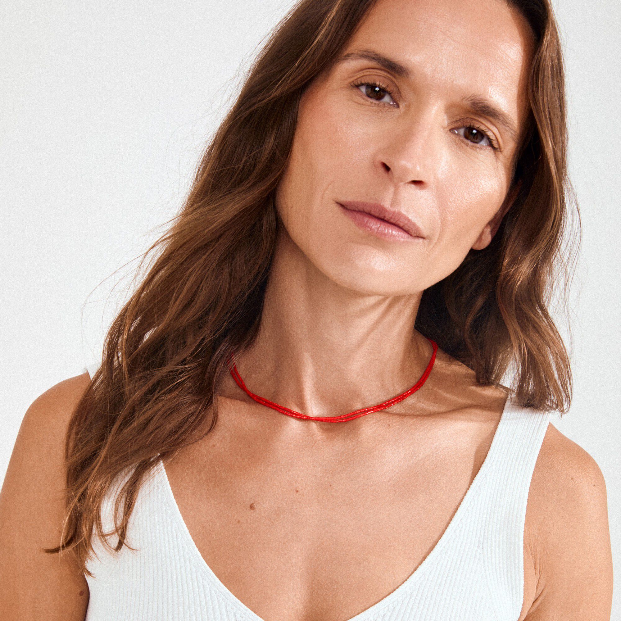 HAZE necklaces 2-in-1 set, red/silver-plated