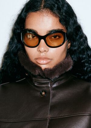 Faux leather jacket with fur trim
