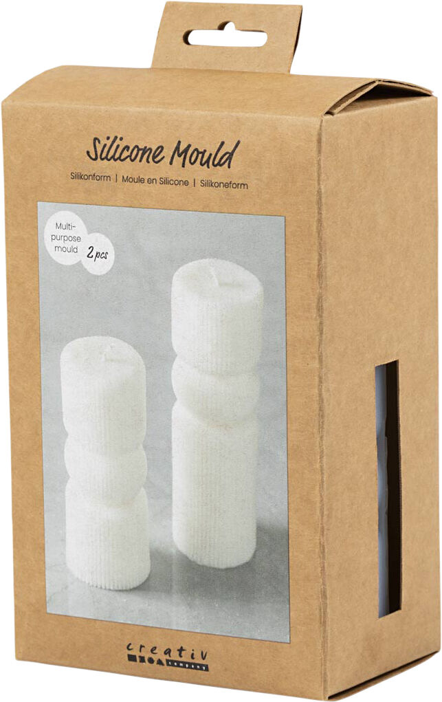 Silikoneform, Rillet cylinder med bue, H: 11+14 cm, diam. 4+