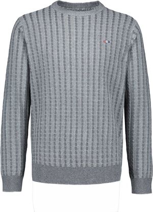 Recycled cable knit o-neck L/S