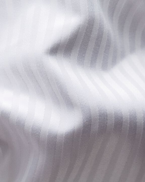 White Striped Satin Tuxedo Shirt - Slim Fit