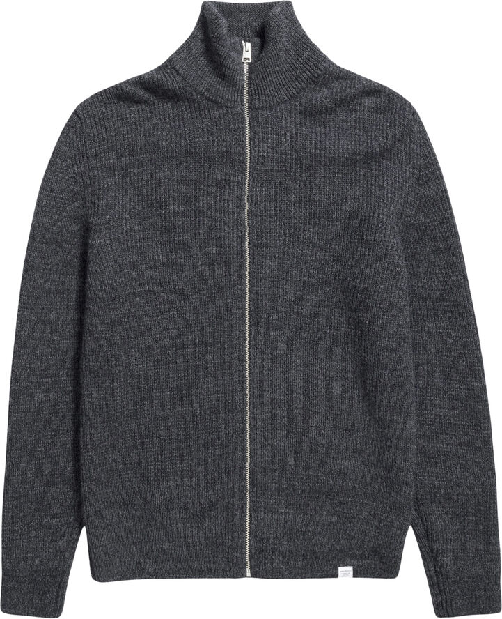 Hagen Wool Cotton Rib Full Zip Jacket