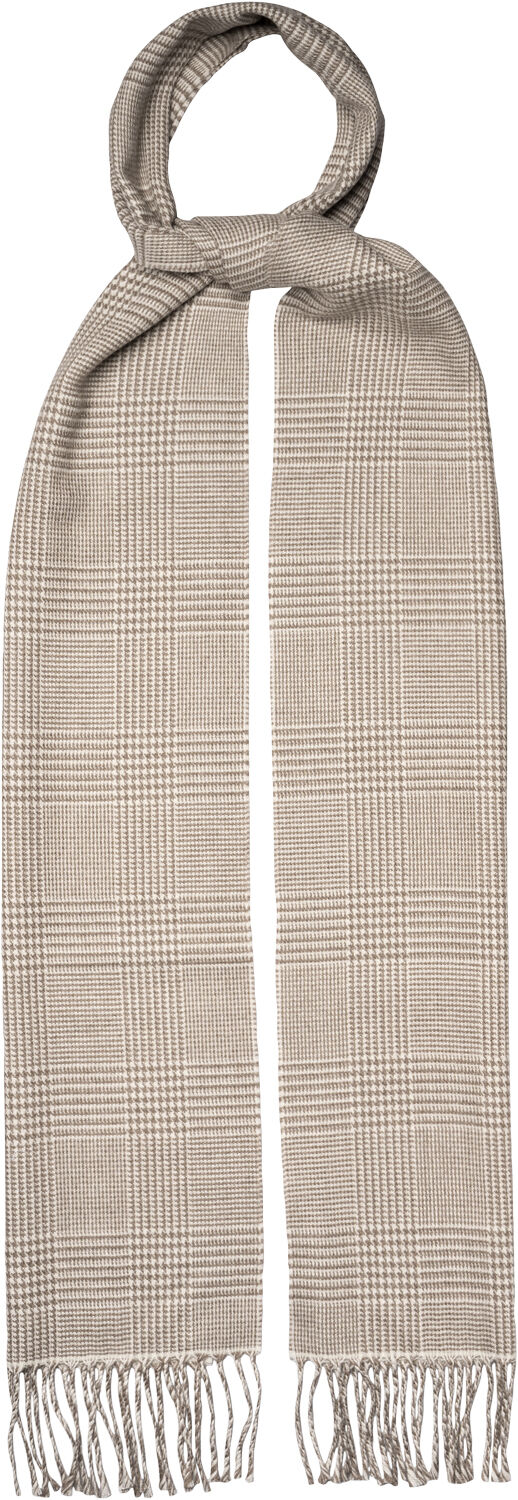 Beige Prince Of Wales Merino Wool Scarf