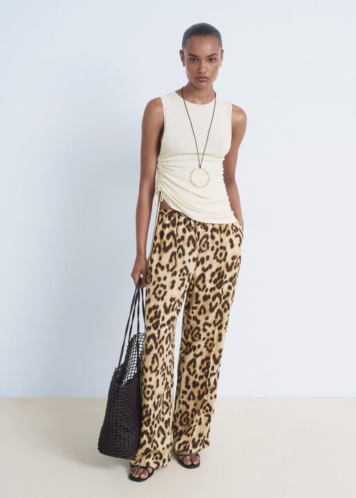 Fluid animal- print trousers