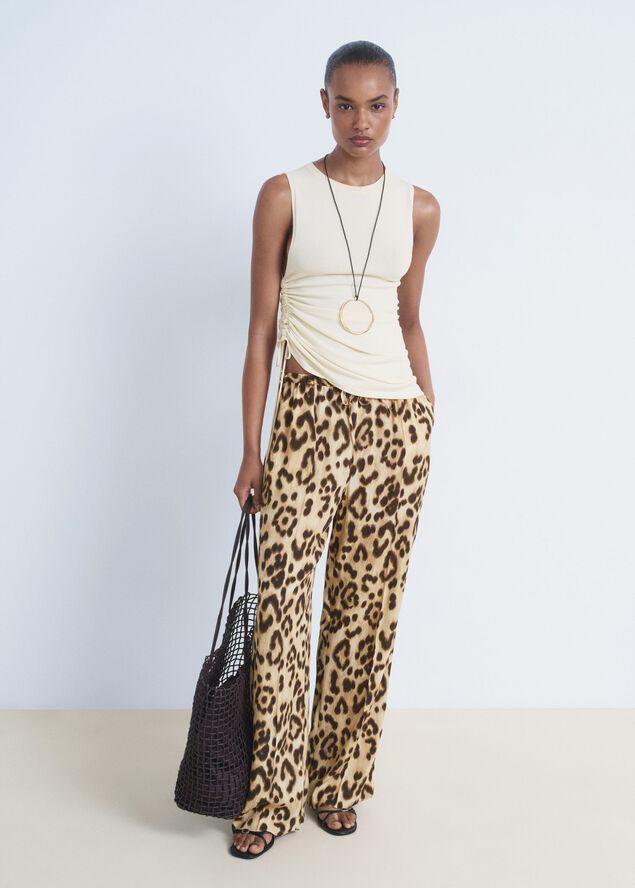 Fluid animal- print trousers