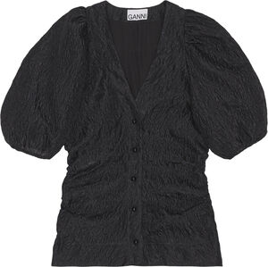 V-ringad blus i jacquard