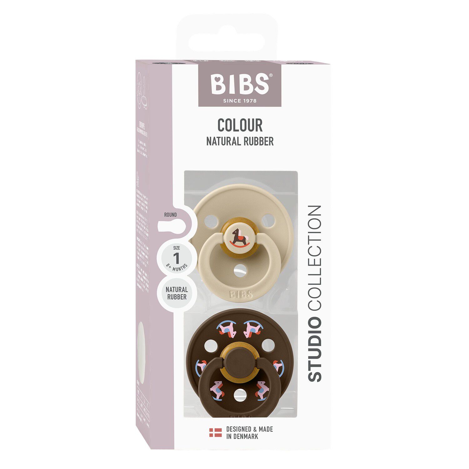 BIBS Pacifier Colour Holiday Horse 2 PACK Latex Size 1 Vanil