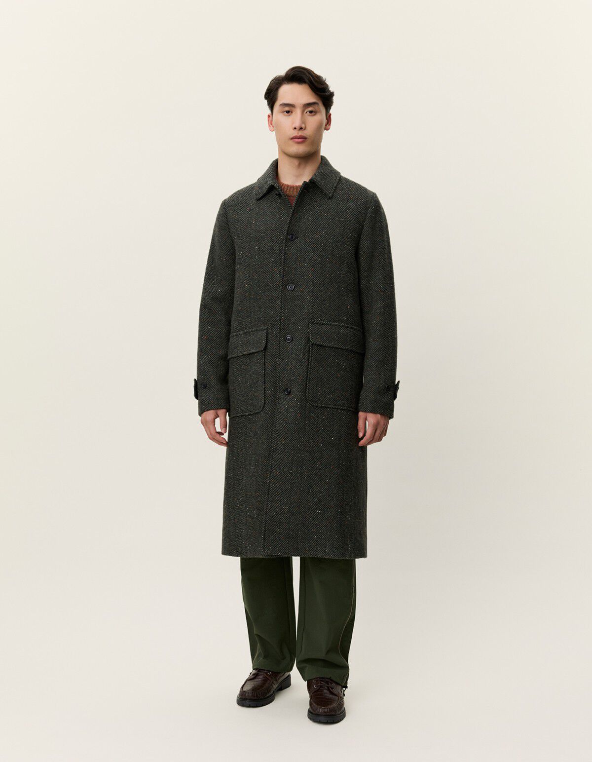 Maximilian Herringbone Wool Coat