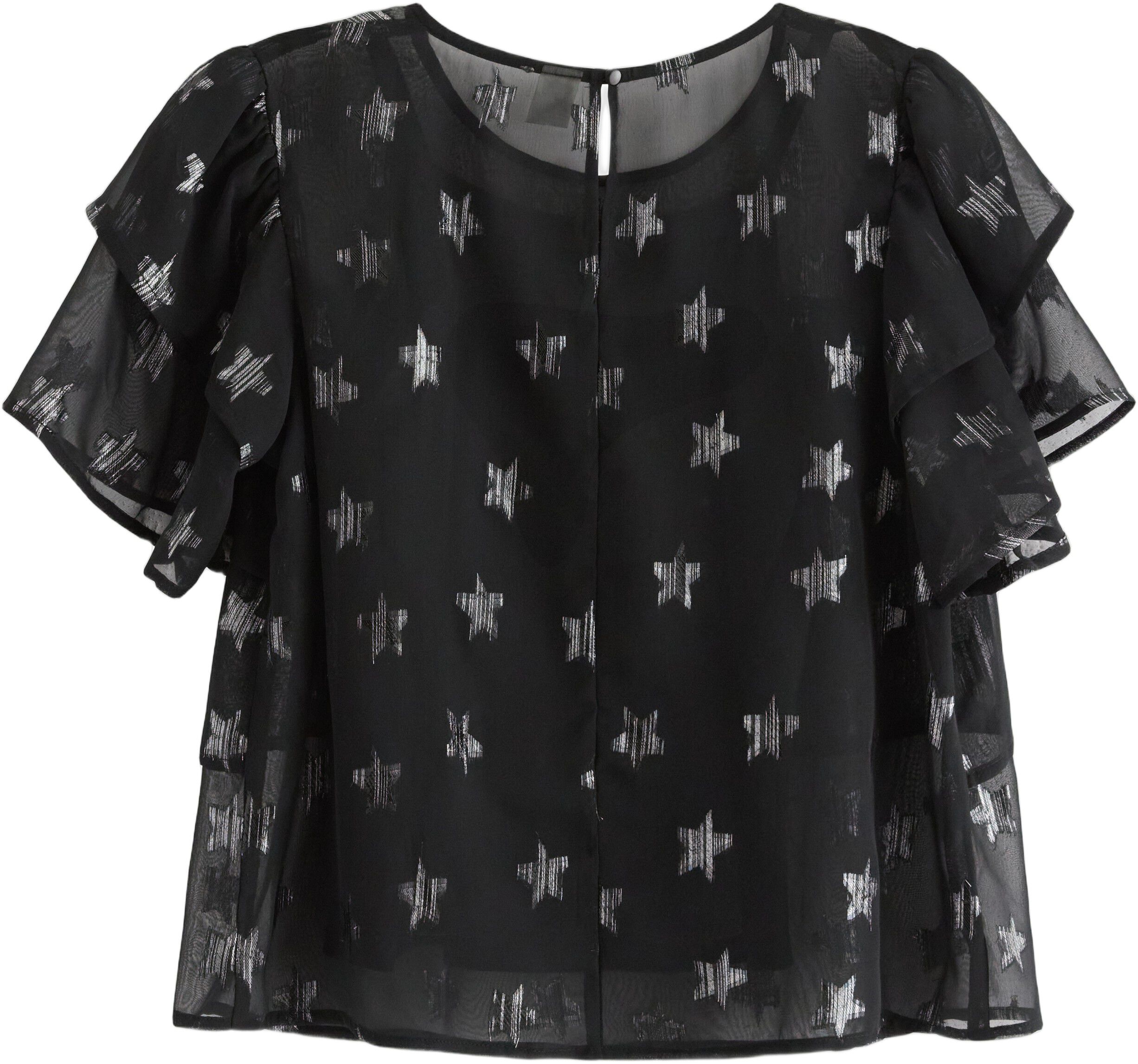 Lett bluse i chiffong med korte erm