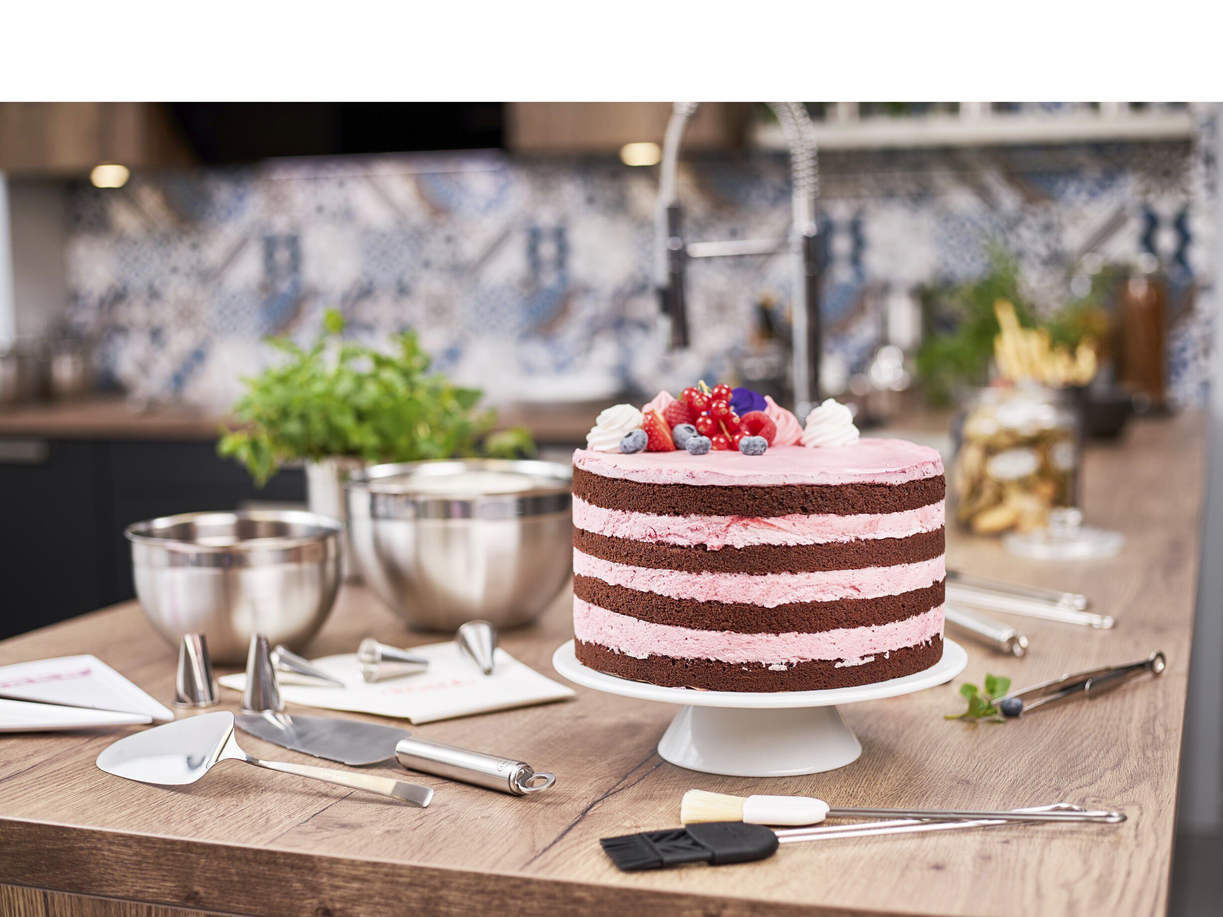 Bakpensel 23,5 cm St&aring;l/Vit/Natur