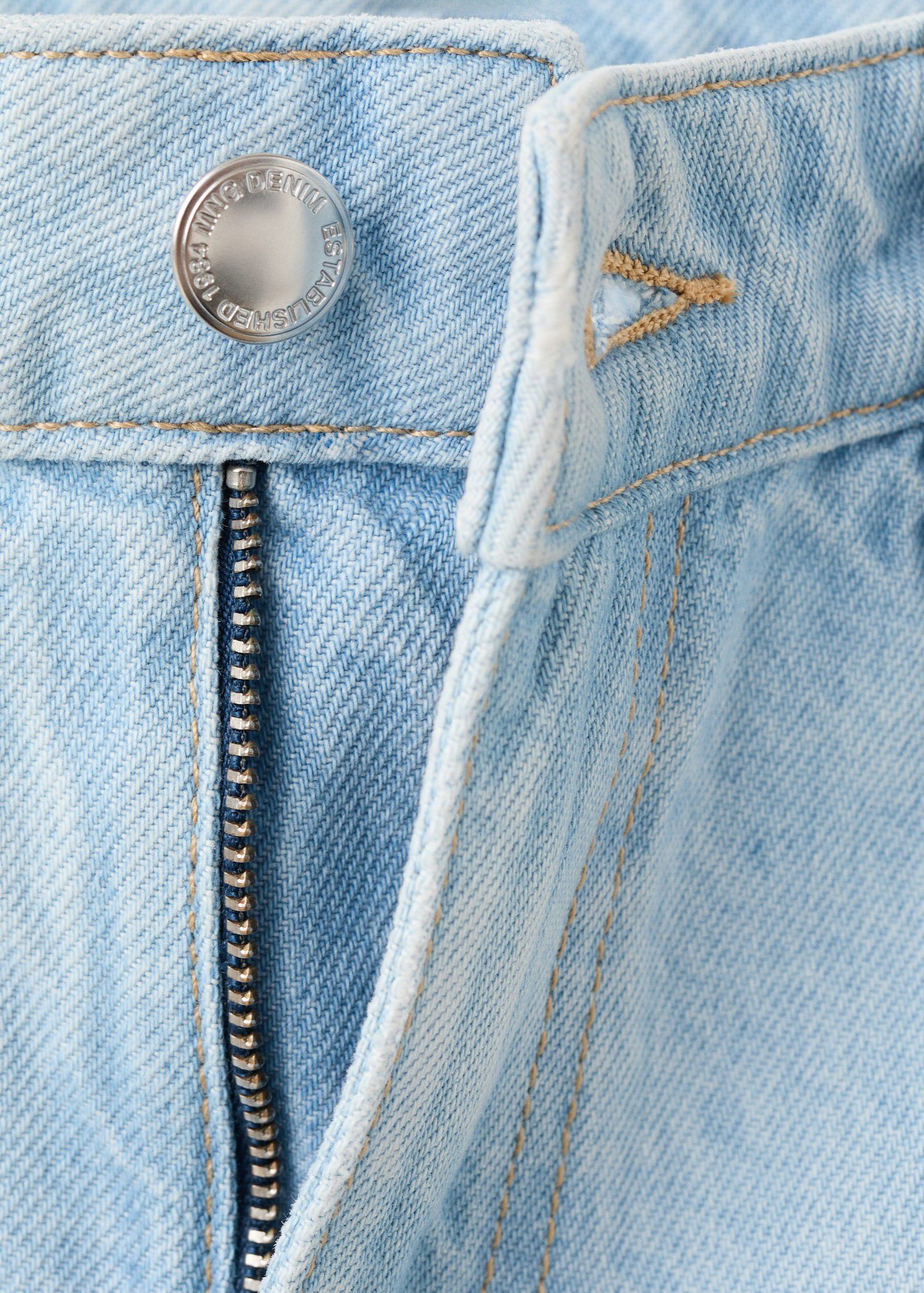 High-waist straight-fit denim short