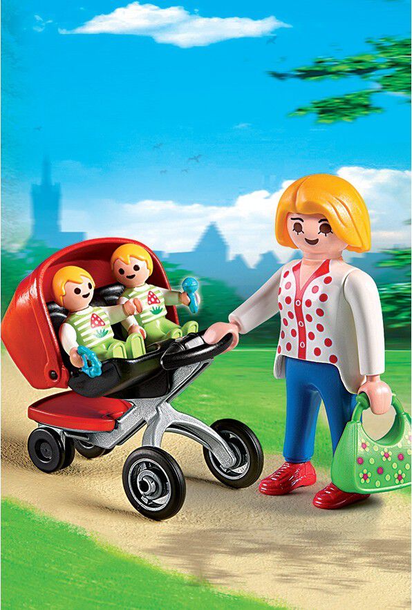 Mother with Twin Stroller