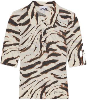 Sheer Printed Cotton Polo