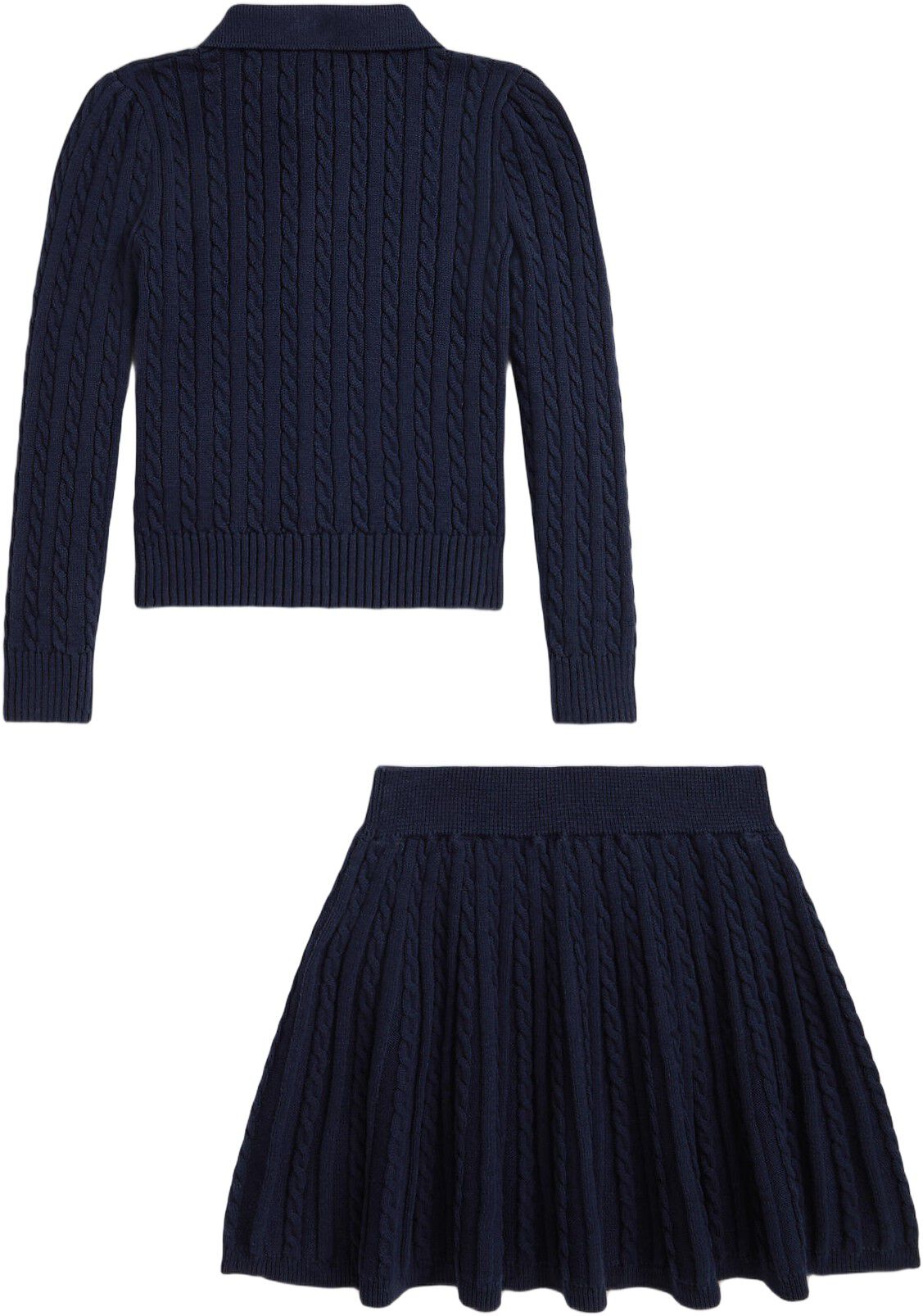 Cotton Polo Cardigan & Skirt Set