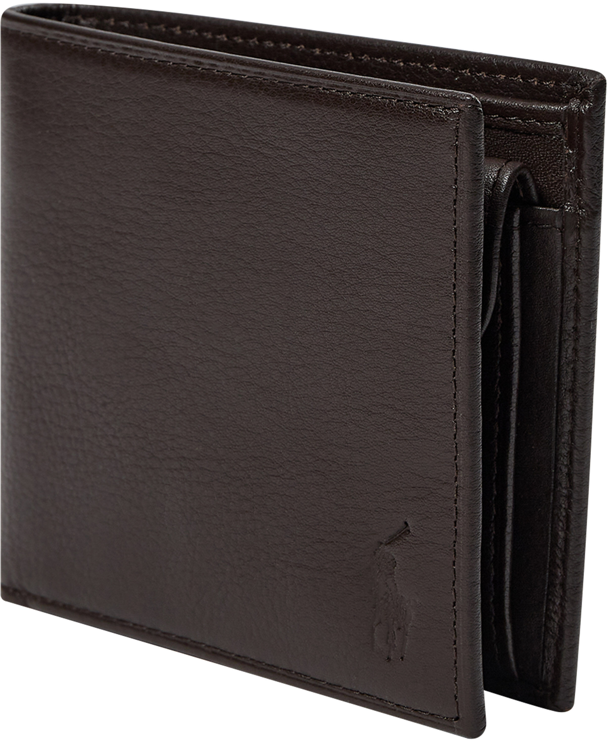 Pebbled Leather Billfold Coin Wallet