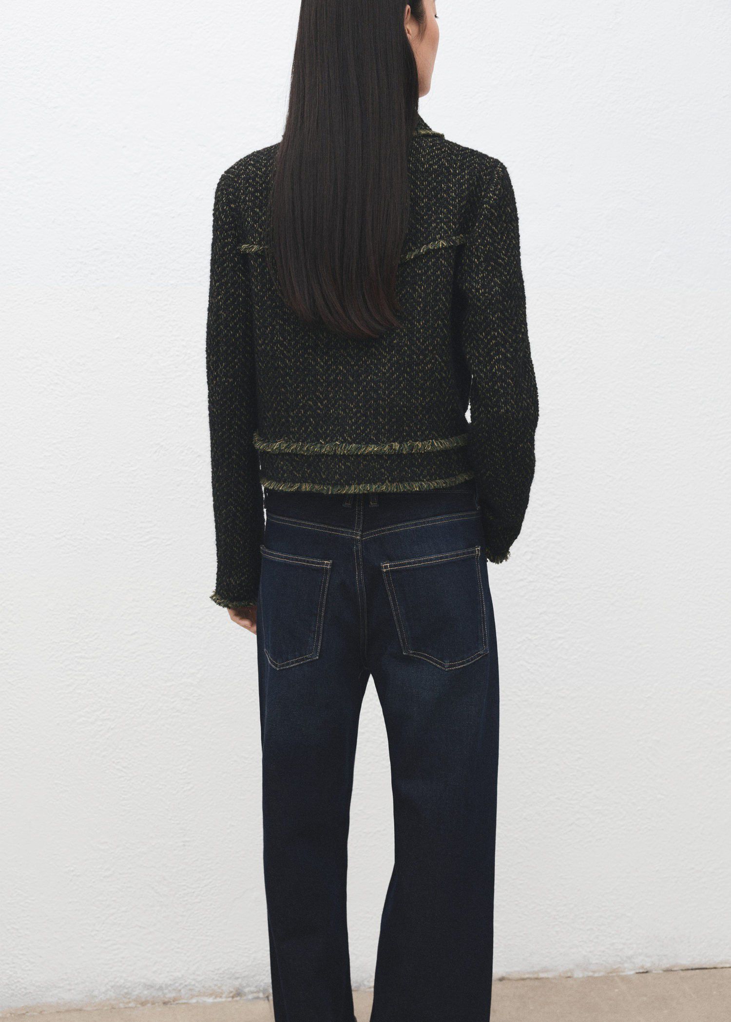 Tweed jacket with lapel collar