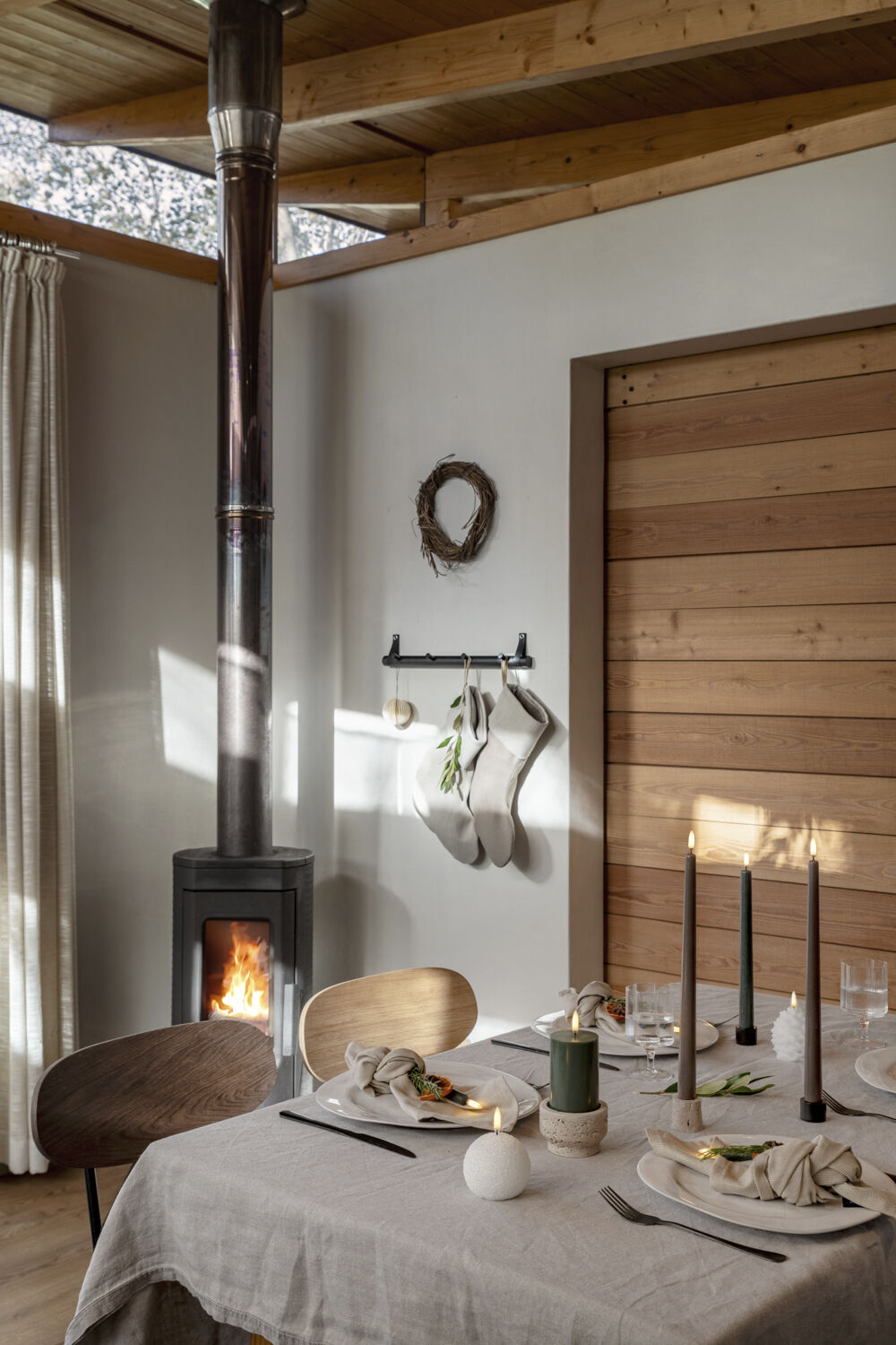 LED slim taper candle, Grey, Smooth, 2-pack, 2,3x32 cm