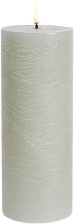 LED pillar candle, Dusty green, Rustic, 7,8x20 cm