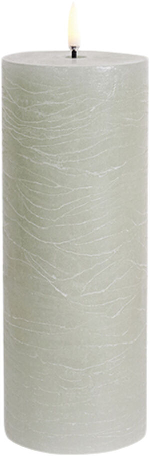 LED pillar candle, Dusty green, Rustic, 7,8x20 cm