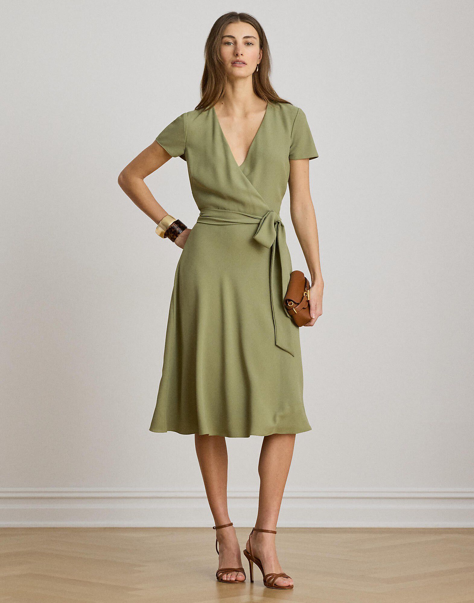 Belted Georgette Surplice Dress